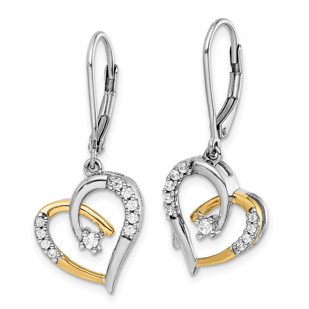 Buy Stylish 14K Two-Tone Gold Diamond Heart Leverback Earrings - Luxury Design