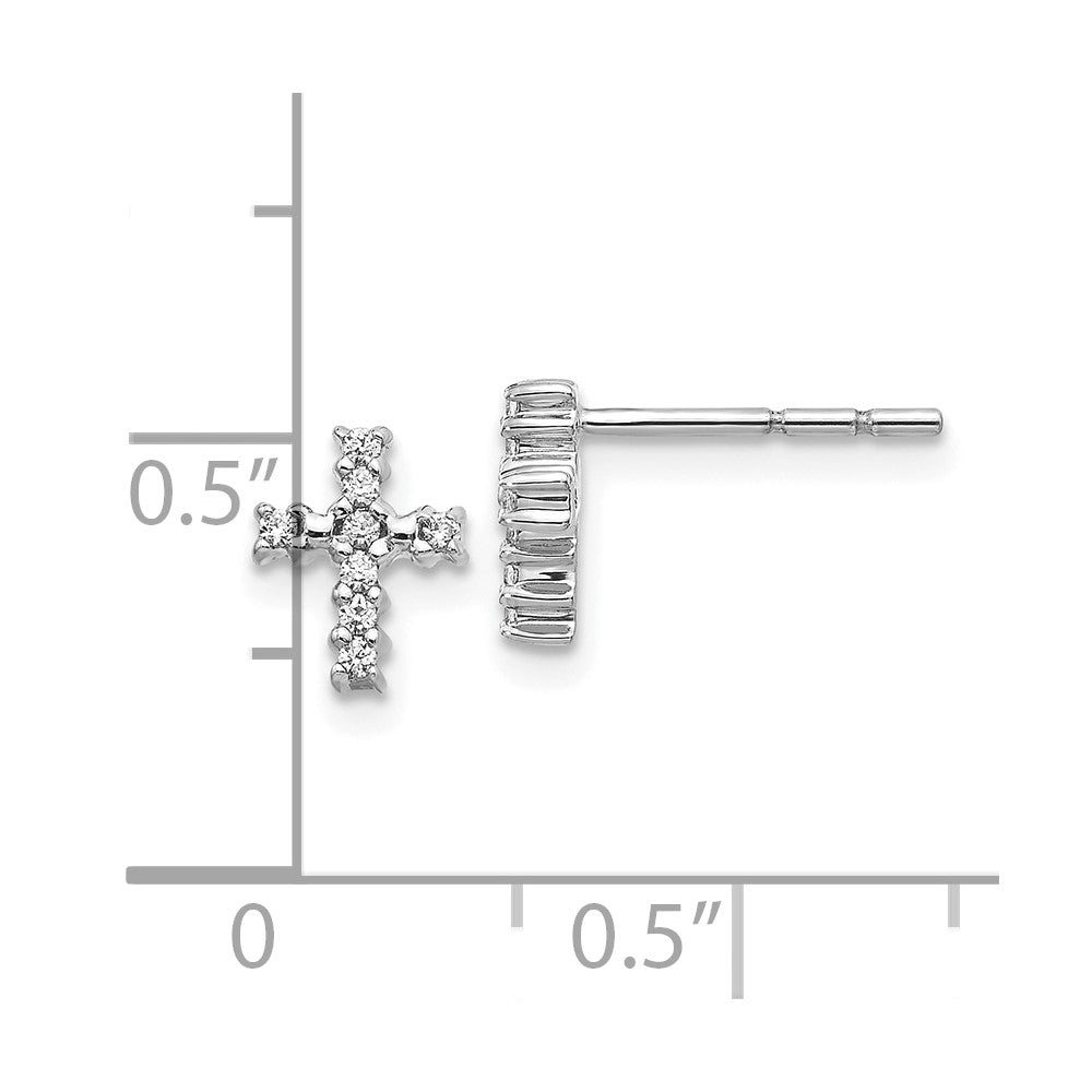 Shop Stylish 10K White Gold Polished Diamond Cross Stud Earrings - Affordable Luxury!