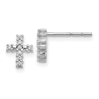 Shop Stylish 10K White Gold Polished Diamond Cross Stud Earrings - Affordable Luxury!