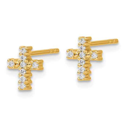 Shop Stylish 10K Gold Polished Diamond Cross Stud Earrings - Luxury Design