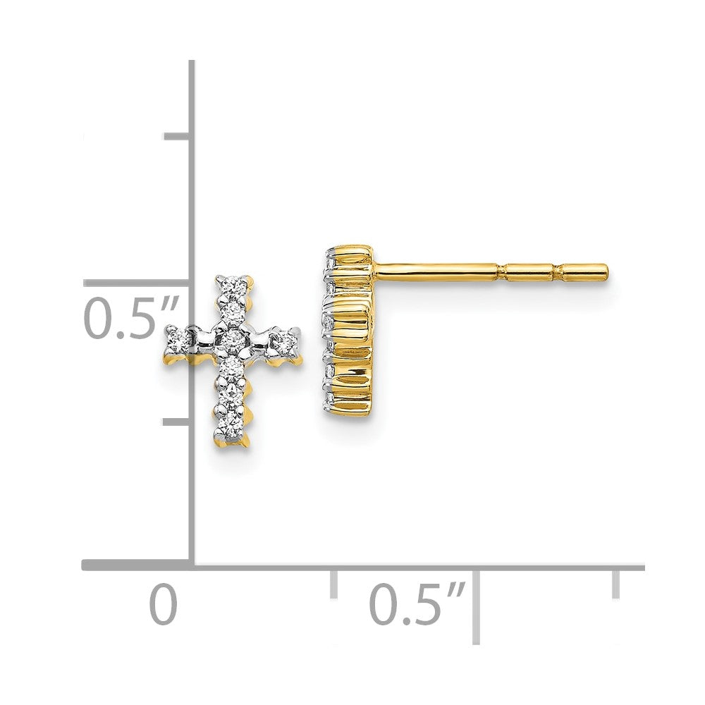 Shop Stylish 10K Gold Polished Diamond Cross Stud Earrings - Luxury Design