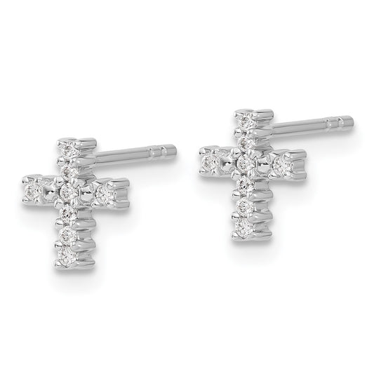 Buy Stylish Polished Diamond Cross Post Earrings in 14K White Gold