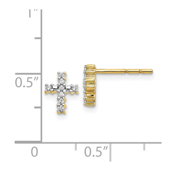 Buy Stylish 14K Gold Polished Diamond Cross Stud Earrings - Luxury Value!-4