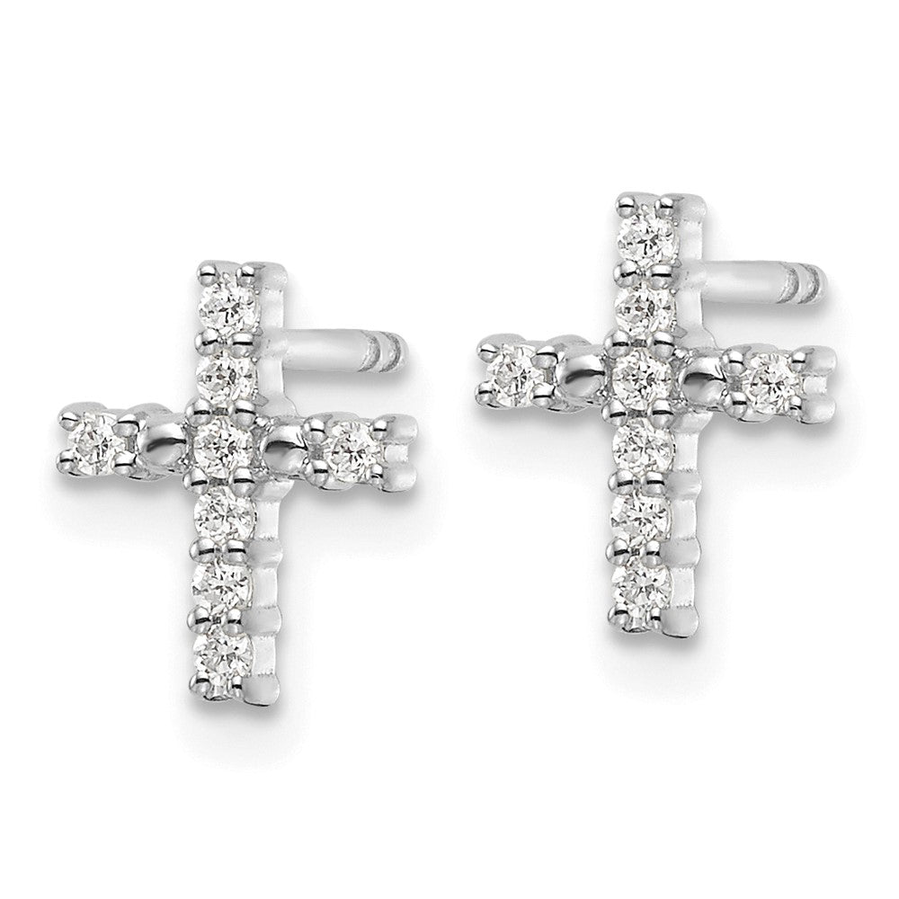 Exclusive 14K White Gold Polished Diamond Cross Earrings - Stylish Value
