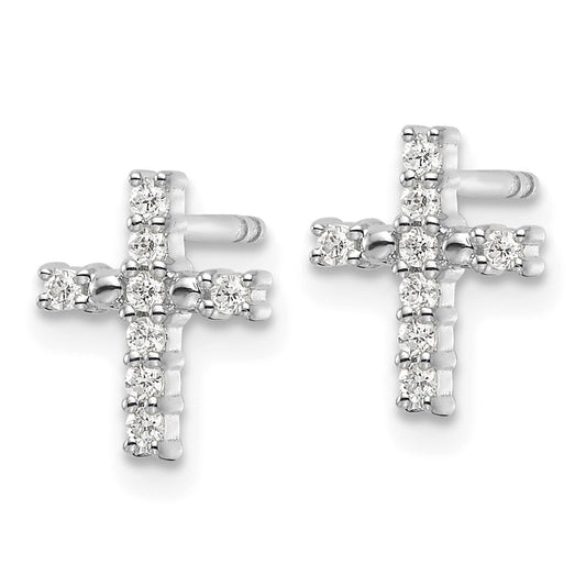 Exclusive 14K White Gold Polished Diamond Cross Earrings - Stylish Value