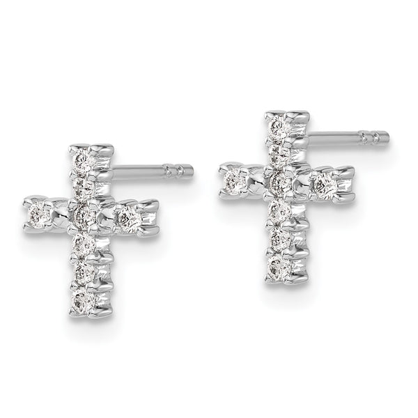 14K White Gold Cross Post Earrings with 1/5 Carat Lab-Grown Diamonds