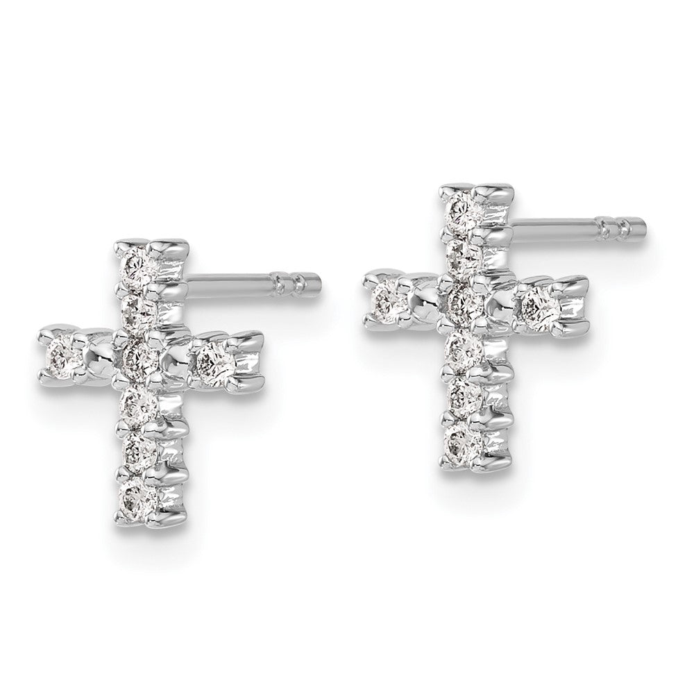 Exclusive Polished Diamond Cross Earrings in 14K White Gold - Stylish Value!