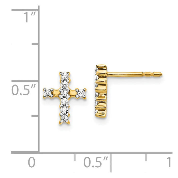Buy Exclusive 14K Gold Polished Diamond Cross Stud Earrings - Stylish Value!-4