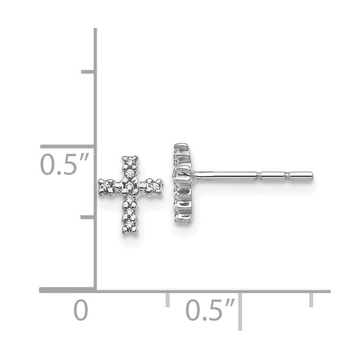 Buy Stylish Polished Diamond Cross Post Earrings in 14K White Gold-3