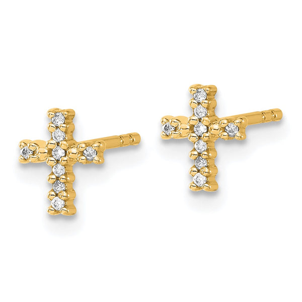14K White Gold Rhodium-Plated Diamond Cross Post Earrings