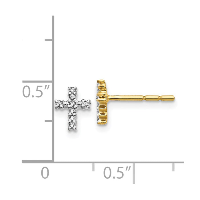 Shop Stylish 14K White Gold Rhodium-Plated Diamond Cross Post Earrings-4