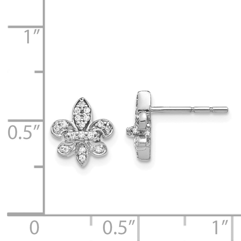 Buy Exclusive 14K White Gold Diamond Fleur-de-Lis Stud Earrings - Stylish Value!