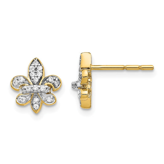 Buy 14K Gold Diamond Fleur de Lis Stud Earrings | Stylish Luxury Value
