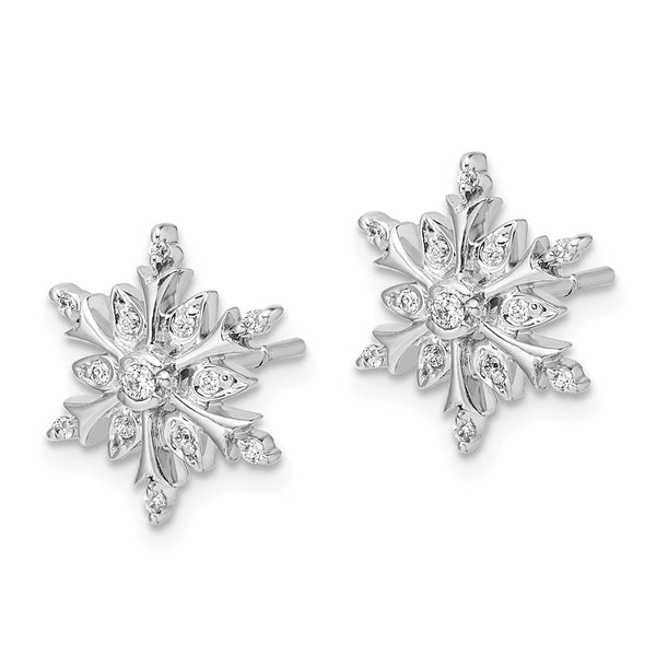 14K White Gold Diamond Snowflake Stud Earrings - Style GR1-1017048