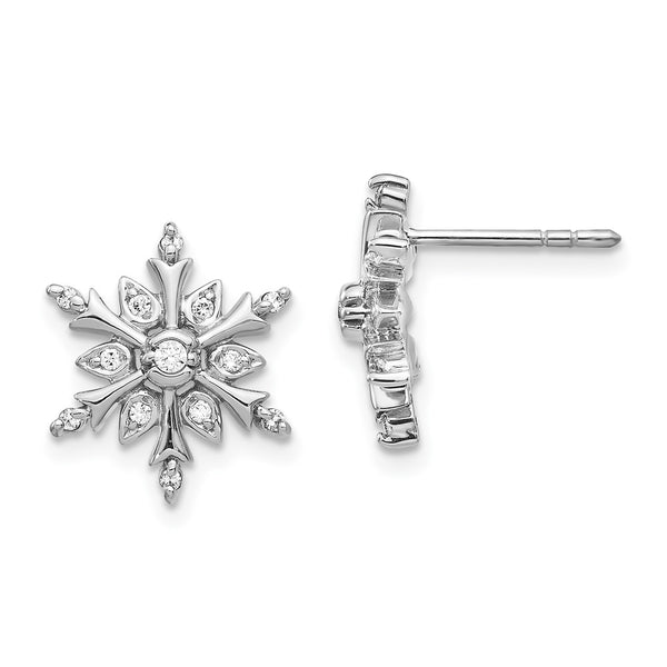 14K White Gold Diamond Snowflake Stud Earrings - Style GR1-1017048