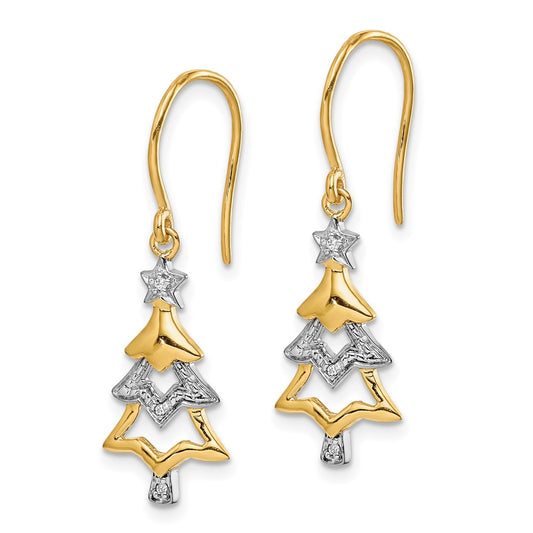 Exclusive 14K Gold & Rhodium-Plated Diamond Christmas Tree Earrings