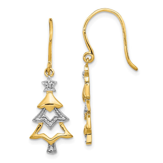 Exclusive 14K Gold & Rhodium-Plated Diamond Christmas Tree Earrings