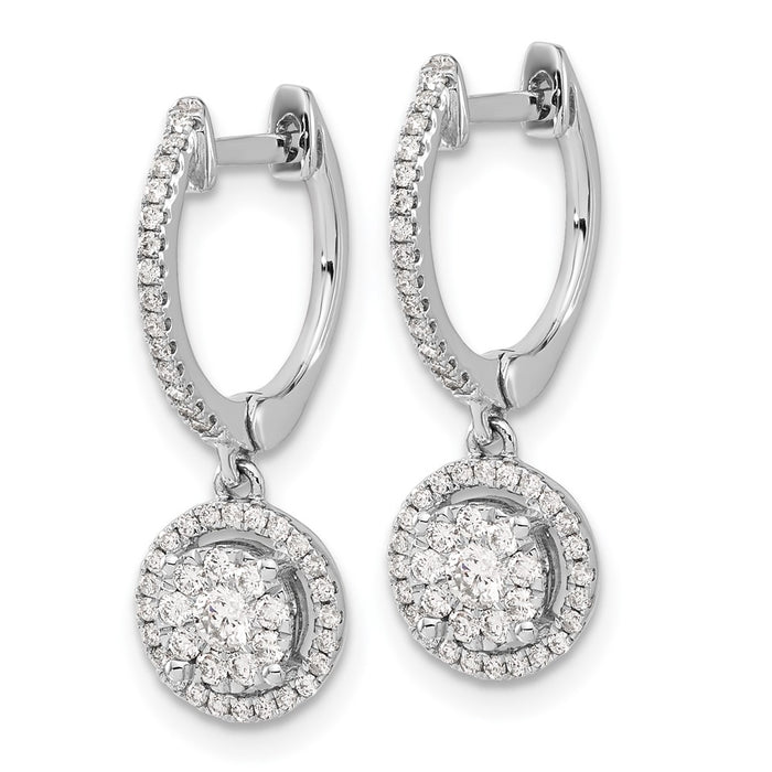 High-Quality 14K White Gold Diamond-Accented Hoop Earrings - Stylish Value!-2