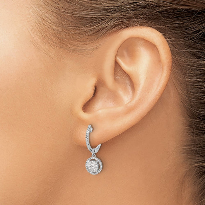 High-Quality 14K White Gold Diamond-Accented Hoop Earrings - Stylish Value!-3