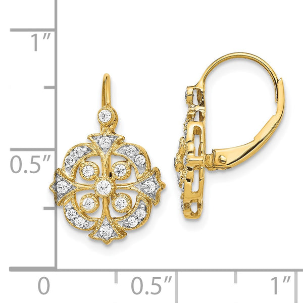 10K Gold Diamond Leverback Earrings