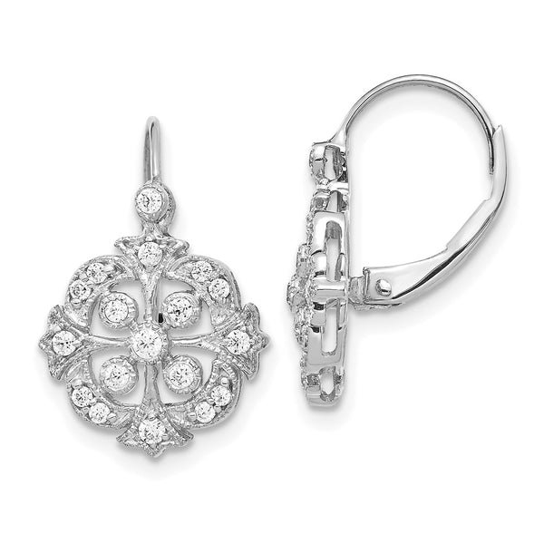 14K White Gold Leverback Earrings with 1/3 Carat Lab-Grown Diamonds