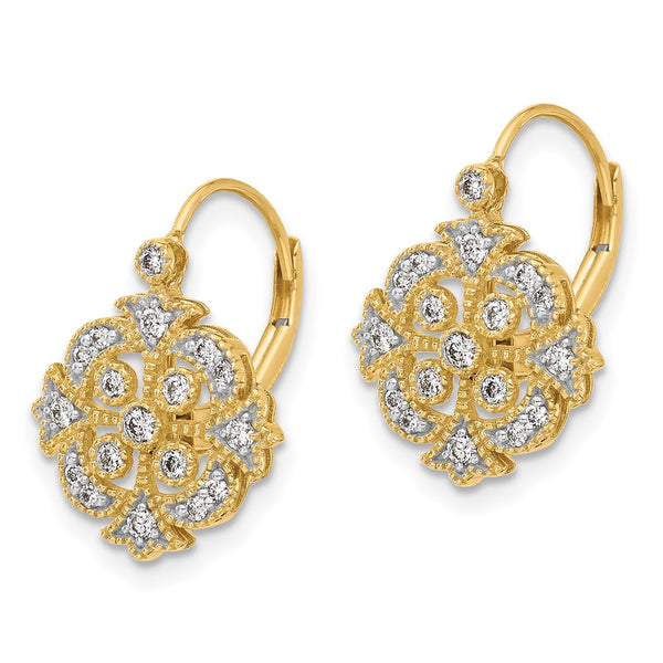 14K Gold Leverback Earrings with 1/3 Carat Lab-Grown Diamonds