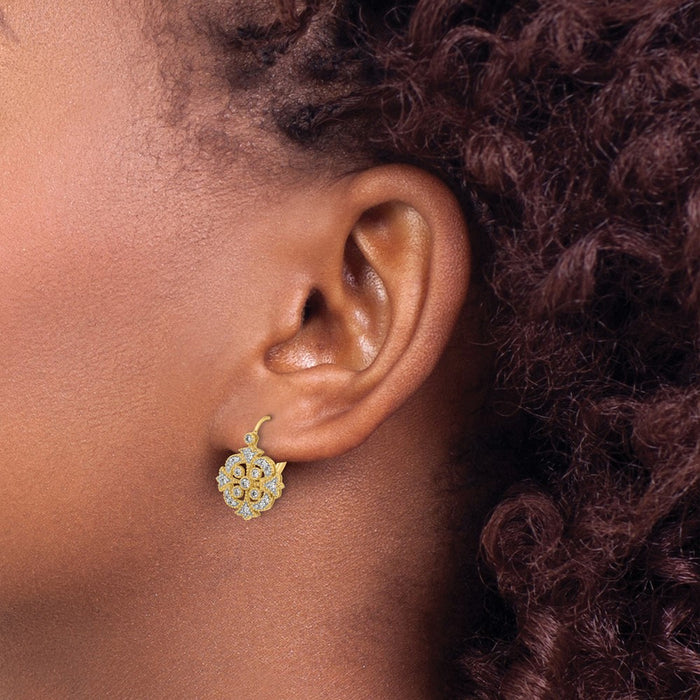 Buy Stylish 14K Gold Diamond Leverback Earrings - Luxury & Quality Combined!-3