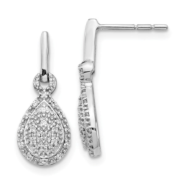14K White Gold Diamond Drop Earrings - Teardrop - Style GR1-1003181