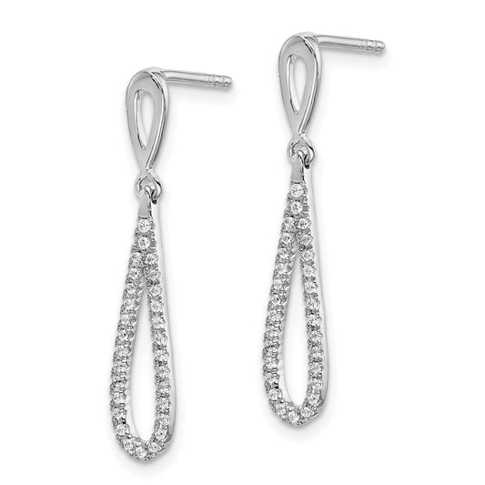 Buy Stylish 14K White Gold Polished Diamond Teardrop Earrings - Luxury Value