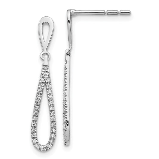 Buy Stylish 14K White Gold Polished Diamond Teardrop Earrings - Luxury Value