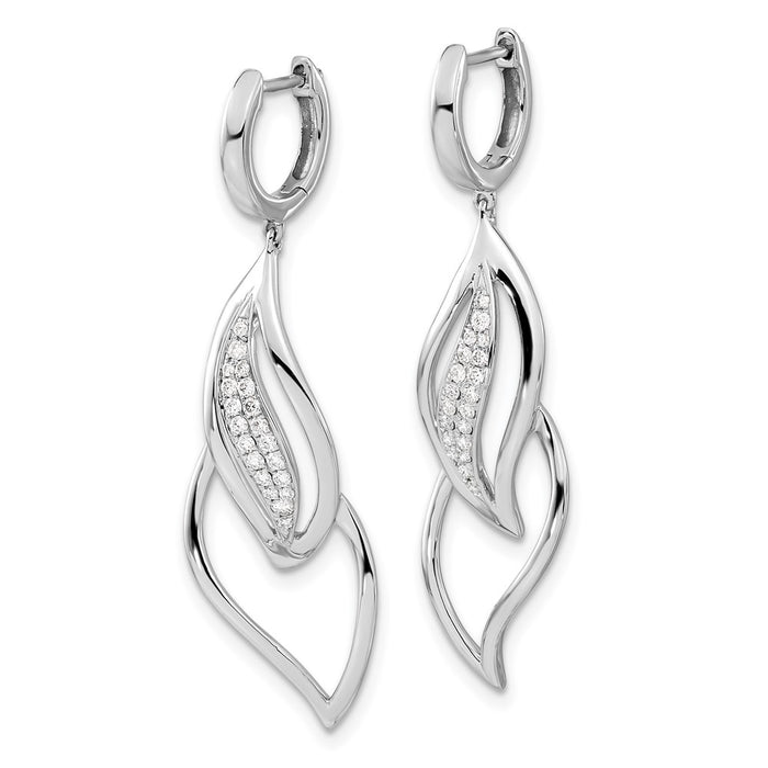 Shop Exclusive 14K White Gold Diamond-Accented Leaf Hoop Earrings - Stylish Design-2