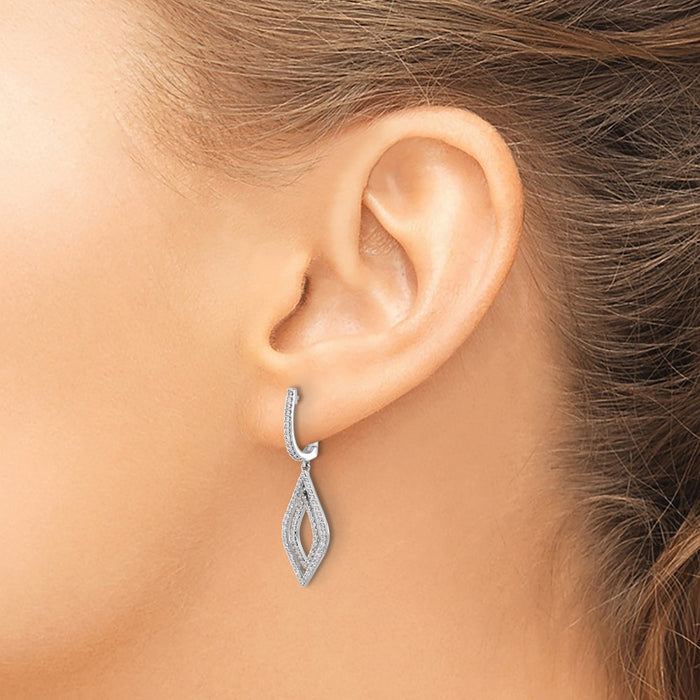 Shop Stylish 14K White Gold Diamond Teardrop Dangle Earrings - Luxury Design!-3