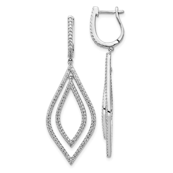 14K White Gold Diamond Teardrop Earrings