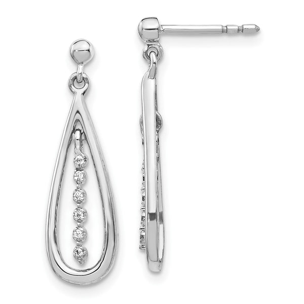 10K White Gold Diamond Teardrop Stud Earrings