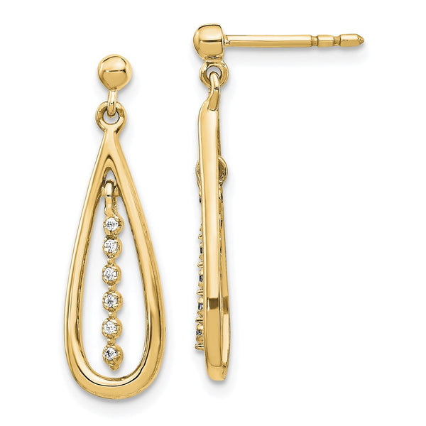 10K Gold Teardrop Diamond Stud Earrings