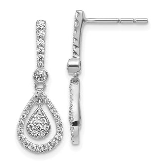 High-Quality 14K White Gold Diamond Teardrop Dangle Earrings - Stylish Value