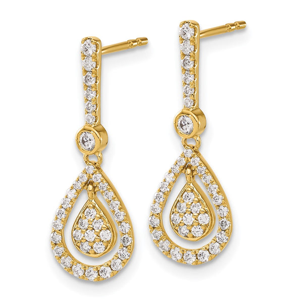 14K Gold Diamond Teardrop Dangle Earrings