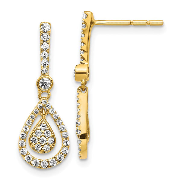 14K Gold Diamond Teardrop Dangle Earrings