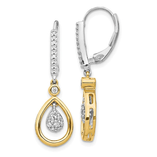 Buy Stylish 14K Two-Tone Oval Diamond Cluster Leverback Earrings - Luxury!