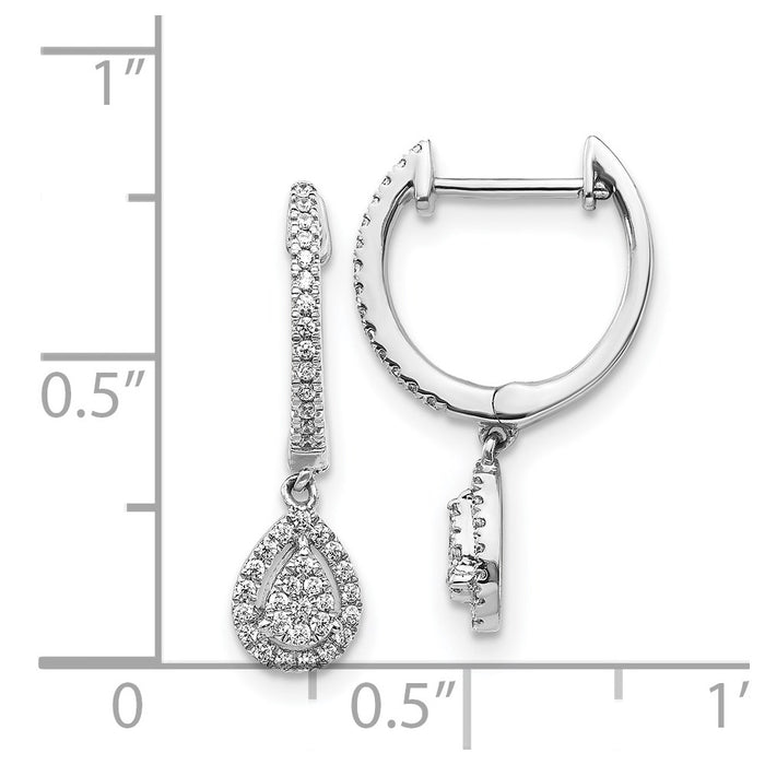 Buy Exclusive 14K White Gold Teardrop Hoop Earrings - Stylish Diamond Accents-2
