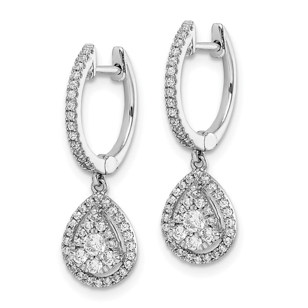 14K White Gold Halo Hoop Earrings - 1/2 Carat Lab-Grown Diamond