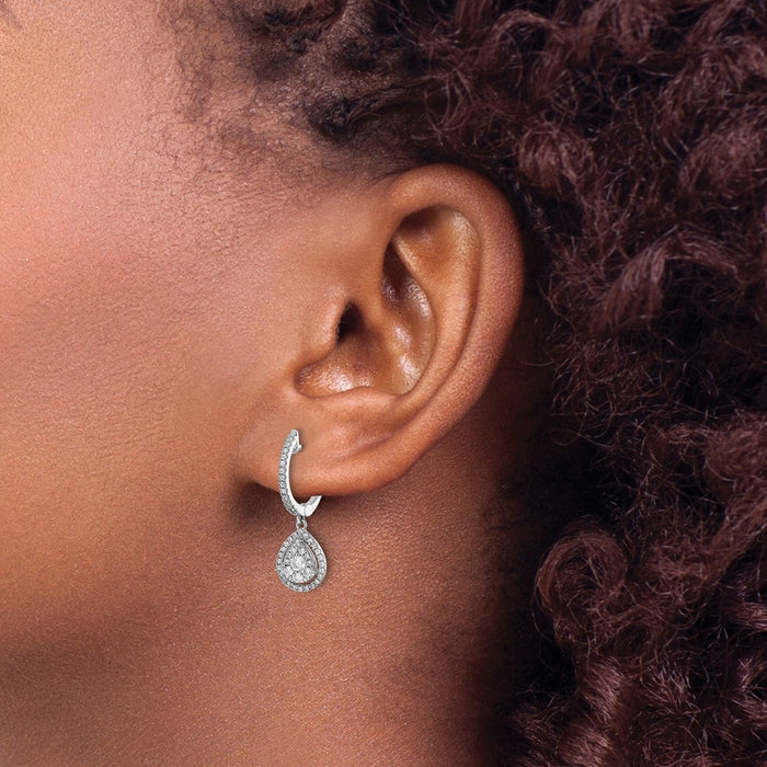 Exclusive 14K White Gold Halo Hoop Earrings - 1/2 Carat Lab-Grown Diamond Value-3