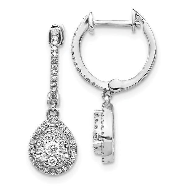 14K White Gold Halo Hoop Earrings - 1/2 Carat Lab-Grown Diamond