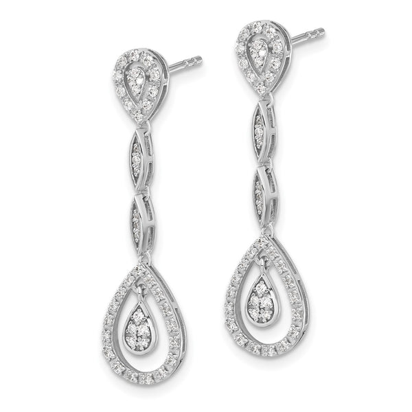 14K White Gold Teardrop Diamond Drop Earrings
