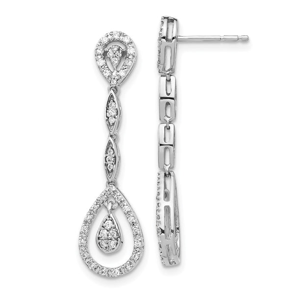 14K White Gold Teardrop Diamond Drop Earrings