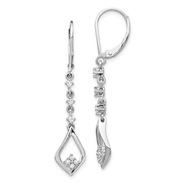 10K White Gold Diamond Drop Earrings