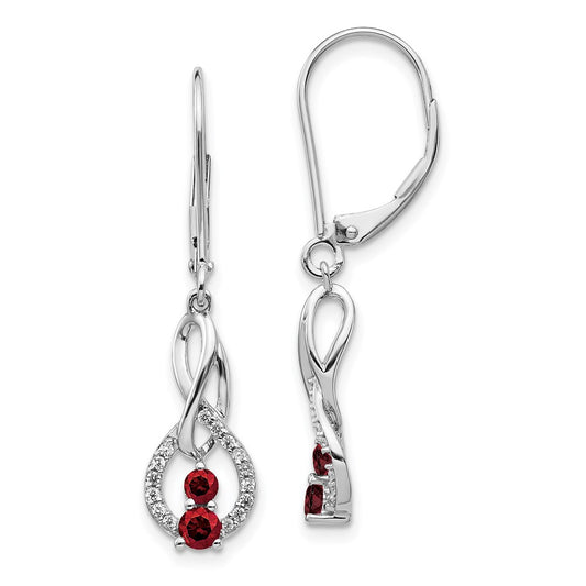 Shop Exclusive 14K White Gold Red & White Diamond Leverback Earrings - Stylish Value