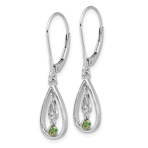 14K White Gold Green Diamond Drop Earrings
