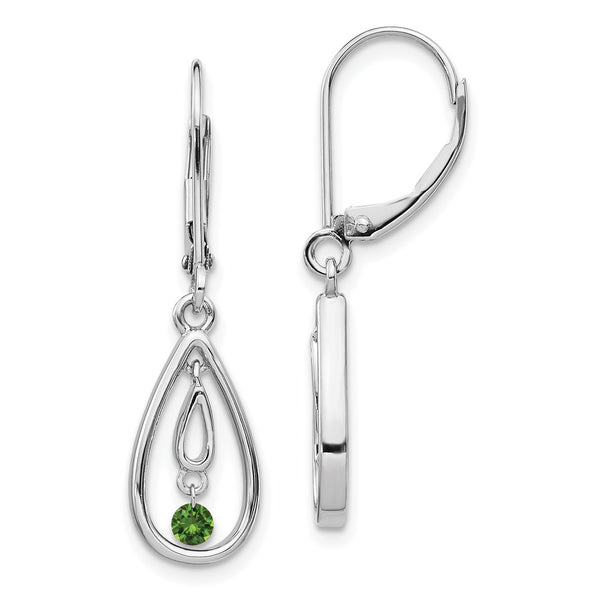 14K White Gold Green Diamond Drop Earrings