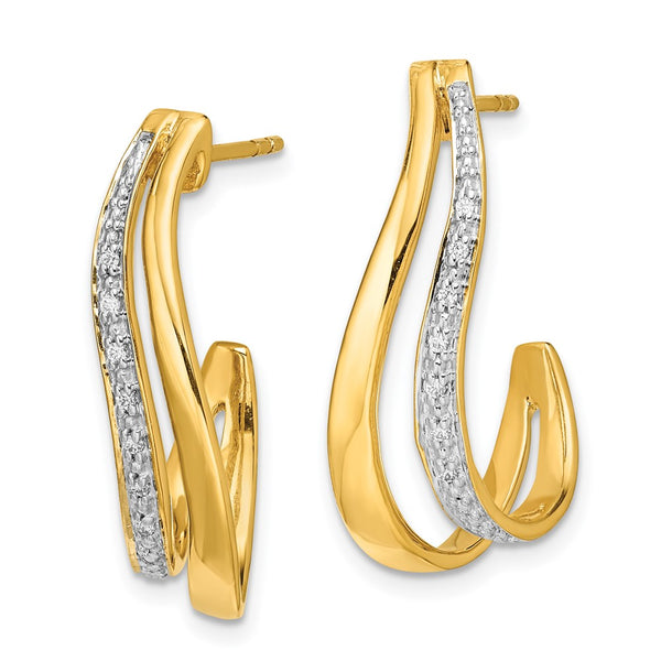 14K White Gold J-Hoop Earrings with Diamonds